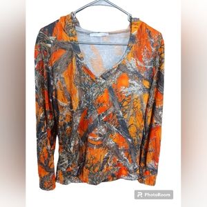 Orange camo long sleeve with hood